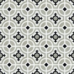 Handmade CARMONA encaustic tile of old Spanish design, floor view - Rever Tiles.