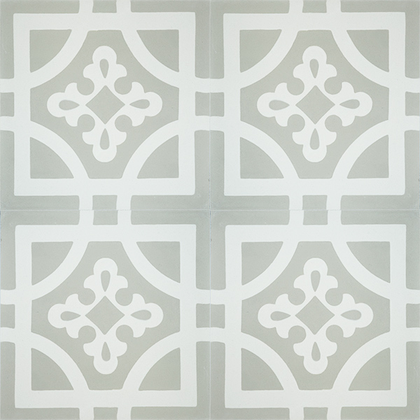Handmade ARMONIA encaustic tile of French pattern, four tile view - Rever Tiles.