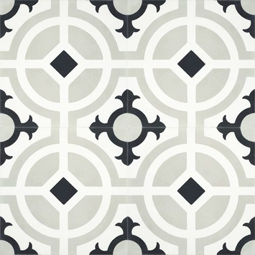 Handmade CARMONA encaustic tile of old Spanish design, four tile view - Rever Tiles.