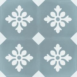 Handmade ESCAMA encaustic tile of French design, four tile view - Rever Tiles.