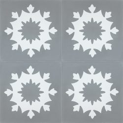 Handmade JAEN encaustic tile of old Spanish design, four tile view - Rever Tiles.