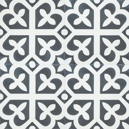 Handmade SPIRIT encaustic tile of French pattern, four tile view - Rever Tiles.