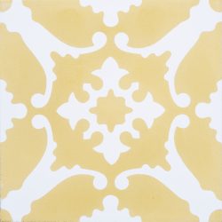 Transform any space into a breathtaking escape with our handmade BAHAMAS encaustic tile. A muted colour scheme of caramel and white, this soft look tile is airy and peaceful. Single tile view - Rever Tiles.