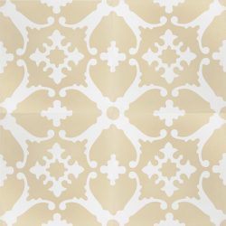 Transform any space into a breathtaking escape with our handmade BAHAMAS encaustic tile. A muted colour scheme of champagne and white, this soft look tile is airy and peaceful. Four tile view - Rever Tiles.