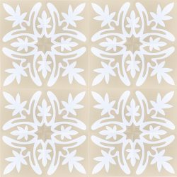 Otono encaustic tile, this engaging design can play a huge part in making a room feel both welcoming and cosy. The subtle earth tone of champagne combined with soft white, is comfortable, autumnal, and intrinsically brings happiness. Floor view - Rever Tiles.