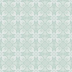 An exquisite reproduction encaustic cement tile. With its origin from southern Spain, Hoja-2 encaustic tile in mint green and white will create a tranquil and laid-back atmosphere in your home.