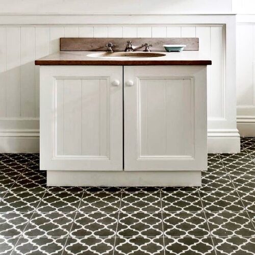 Rever Tiles | Arabesque Encaustic Tile Bathroom Tile Design Inspiration